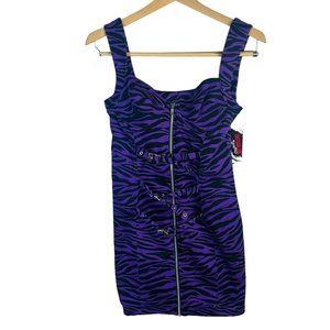 SWITCHBLADE STILLETO Womens Purple Tiger Print Dress Size M Punk Rock Sexy PinUp